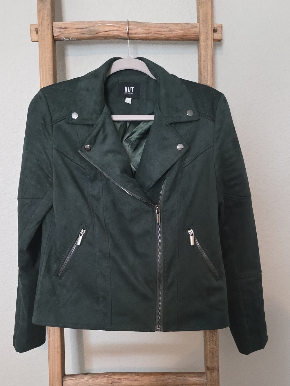Kut from the Kloth Forest Green Suede Moto Jacket